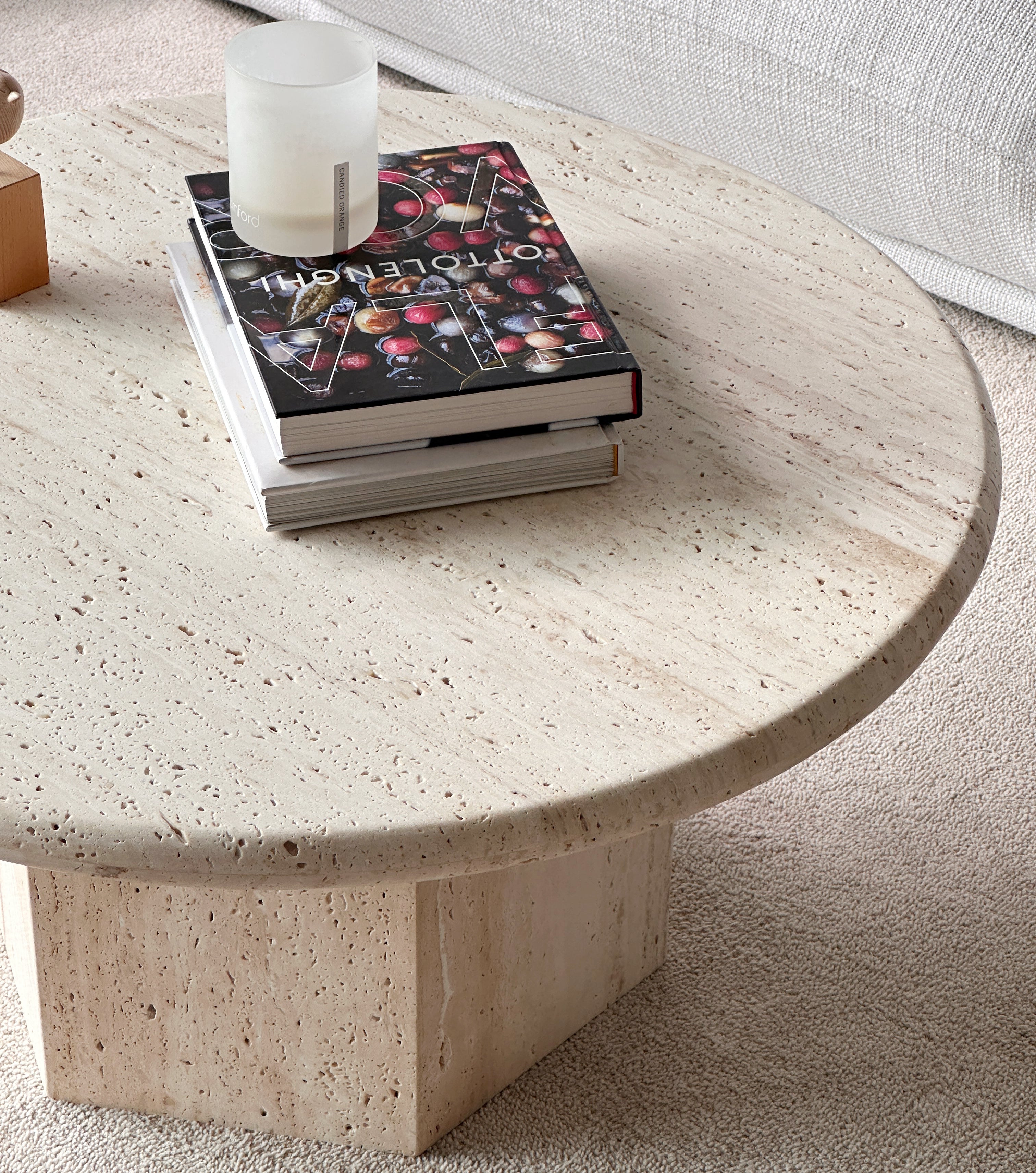 Gabrielle Travertine Round Coffee Table (unfilled)